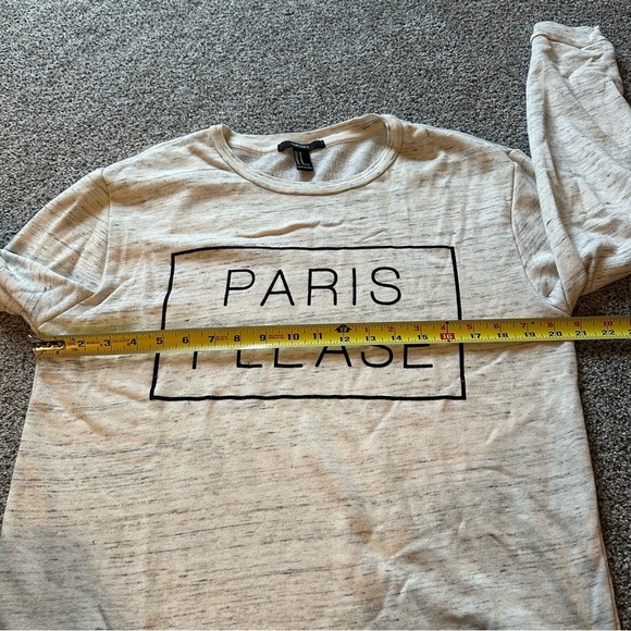 FOREVER 21 M Heathered Ivory Gray Sweatshirt Paris Please Graphic - Picture 8 of 13